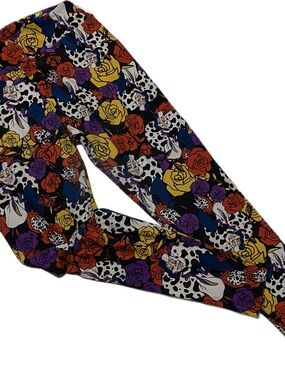 LuLaRoe Leggings with Multi-Colored Rose & Dalmatian Print